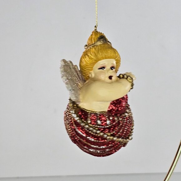 Katherine's Collection Chubby Diva Mermaid Ornament At Sea Series Red Glitter - Picture 3 of 8